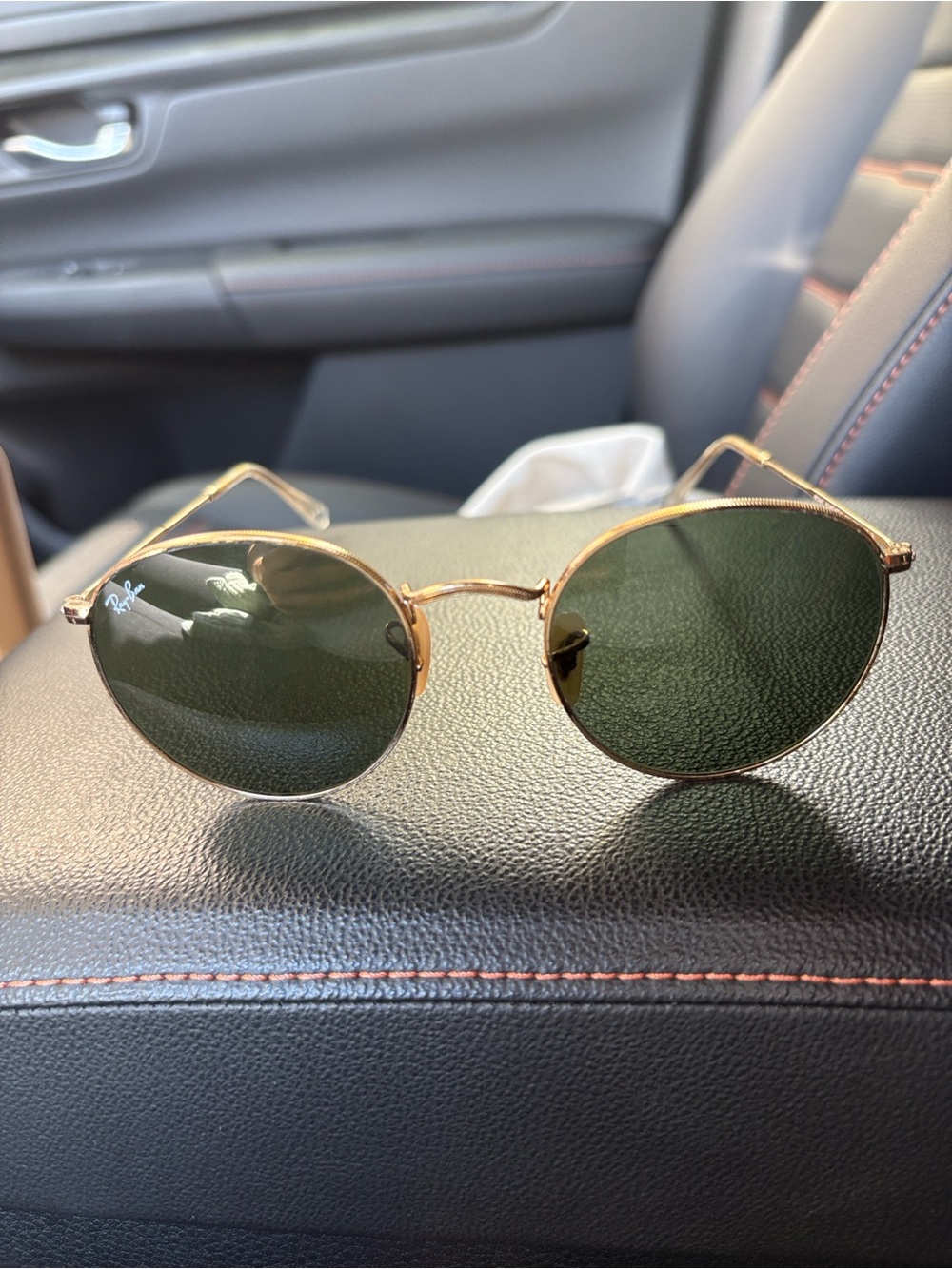 Ray-Ban Gold Frame Sunglasses with Green Lenses